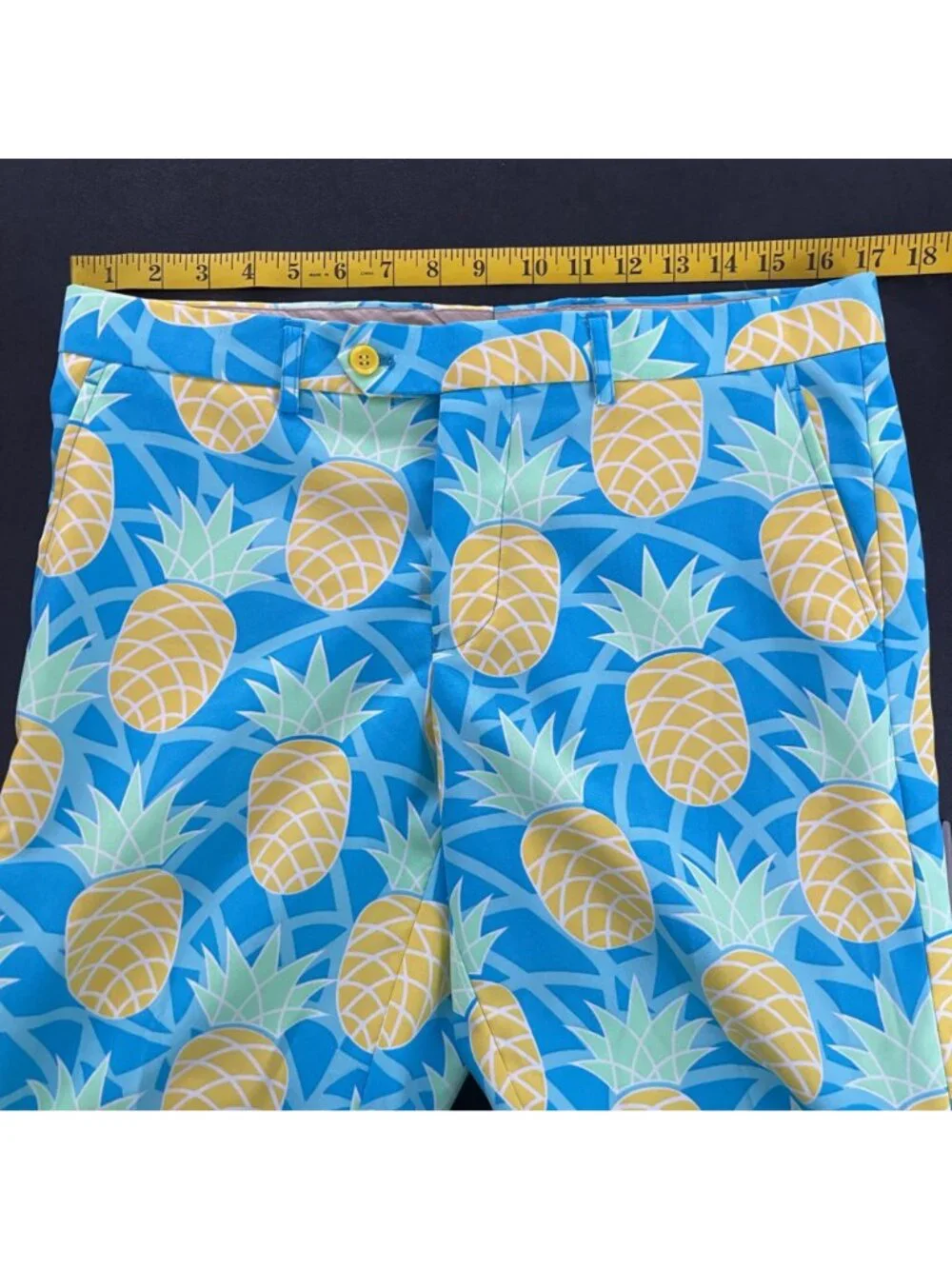 OppoSuits Mens Pineapple Print Suit Size 38 Shineapple Blue Novelty Tropical Set
